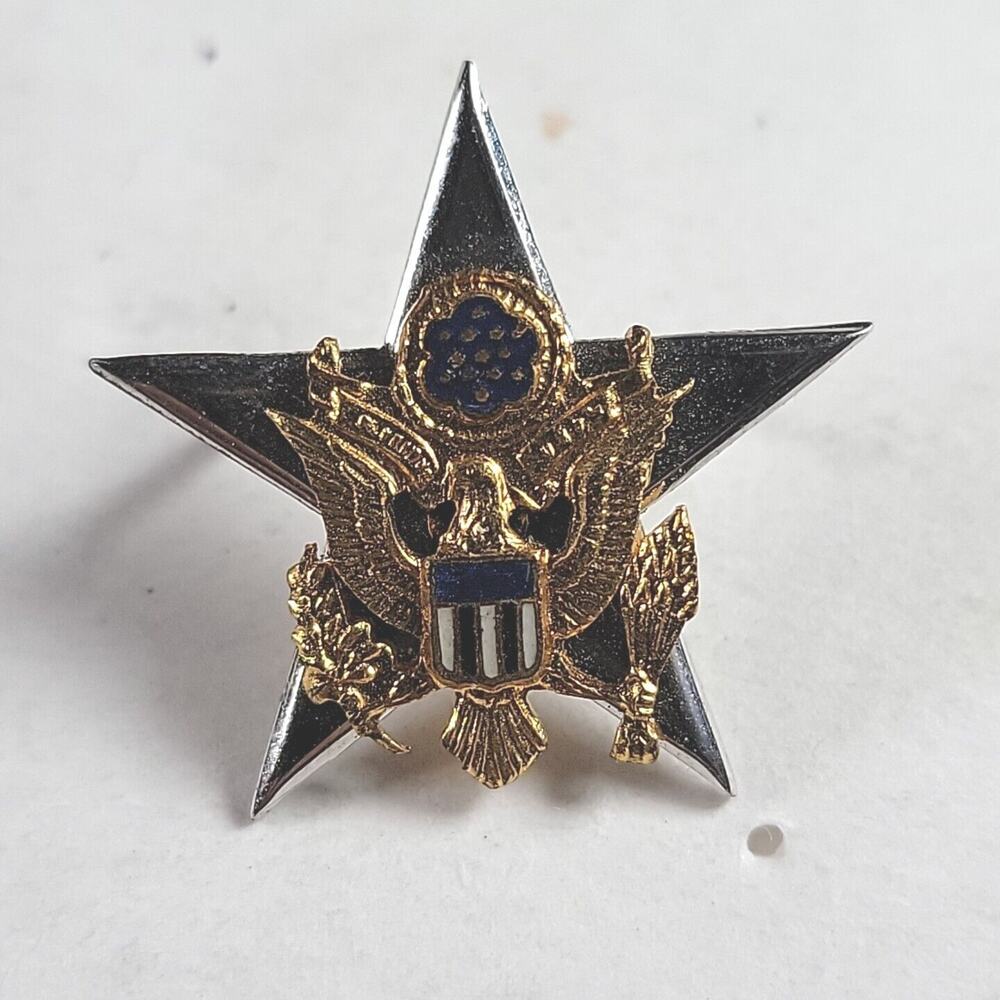 Vintage US Army Officer Rank Insignia Sterling Silver Star Military